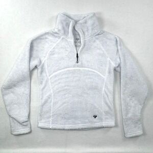 Obermeyer Kids Girls Fleece Quarter Zip Pullover Sweater Sz M‎ White Aspen Warm